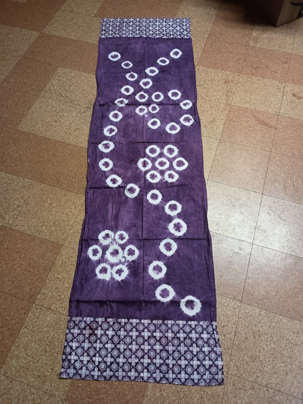 Purple Batik Fabric Wrap Table Runner Cotton Blessing Basket 21" x 75" Tie Dye